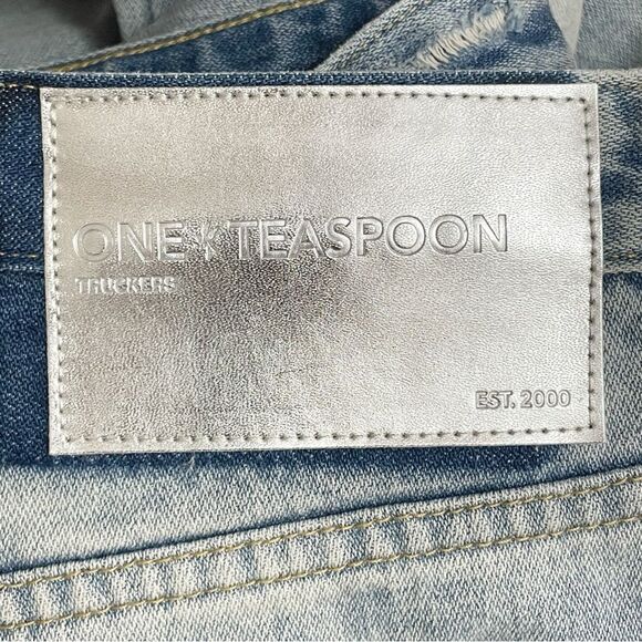 NWT One Teaspoon Truckers Jeans Size 26 Lace Up Mid Rise Straight Leg Light Wash - Picture 8 of 13
